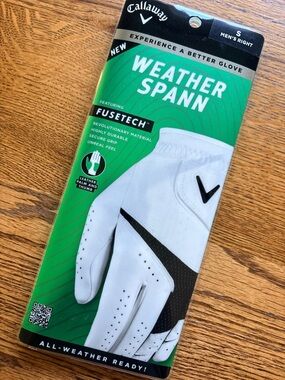 Callaway White & Black Weather Spann Golf Glove – small- Right Hand